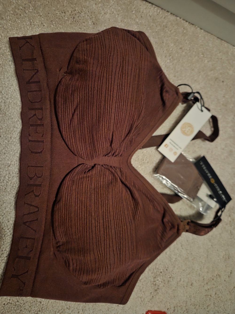Kindred Bravely Ribbed Chestnut Brown Bralette NWT